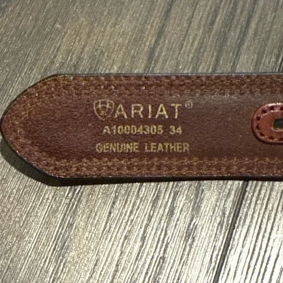 Ariat Mens Two-tone Leather Belt-A10004305 Brown Silver Buckle Size 34 NWOT - Picture 2 of 9